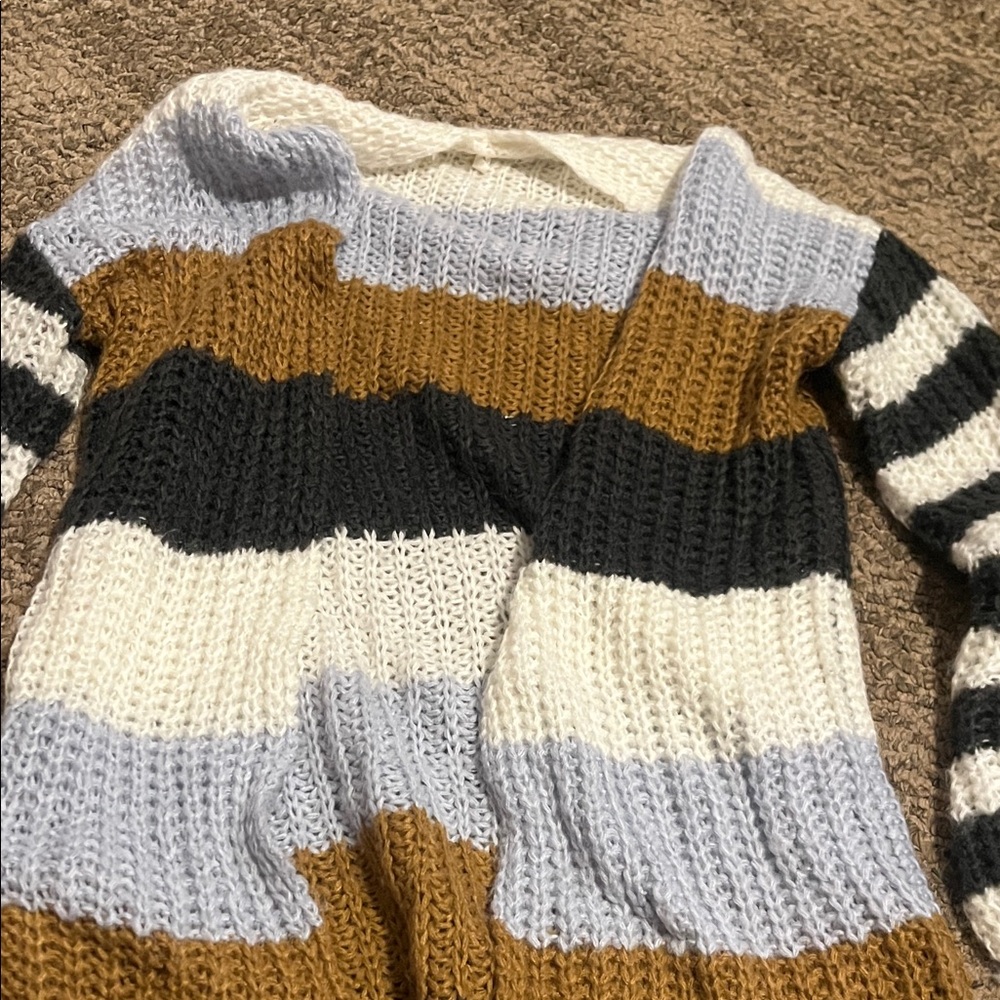 Maurices Colorblock Knit Cardigan - Blue, Brown, Black, White
